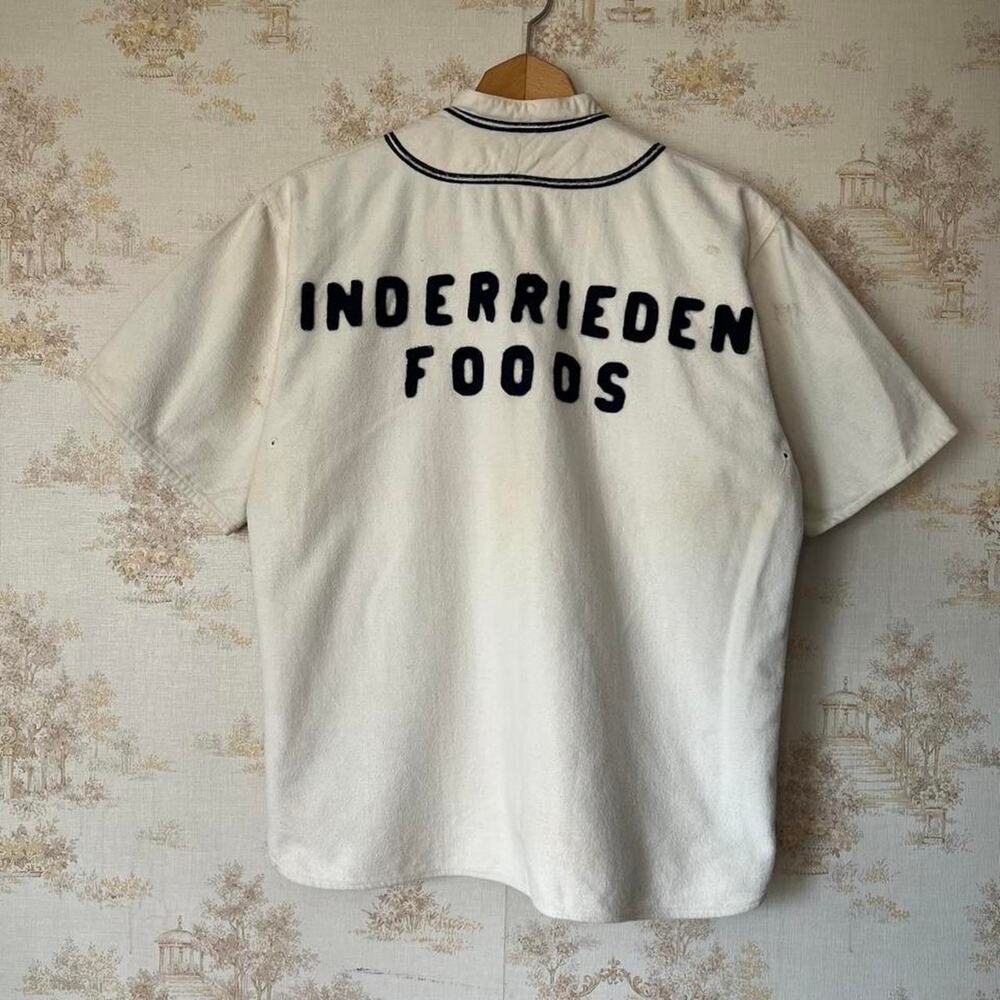 1940s Inderrieden Foods Baseball Jersey | Pepperell Chamois Flannel | Size M
